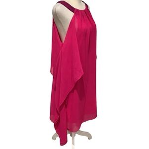 Badgley Mischka Fuchsia Asymmetrical Formal Dress WORN ONCE Size 10